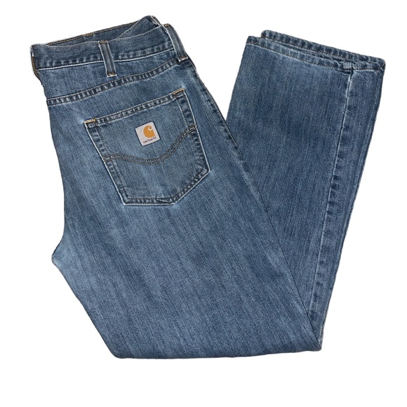 Vintage Denim Carhartt Relaxed Fit Jeans Pants 36x30 Workwear Brand Logo